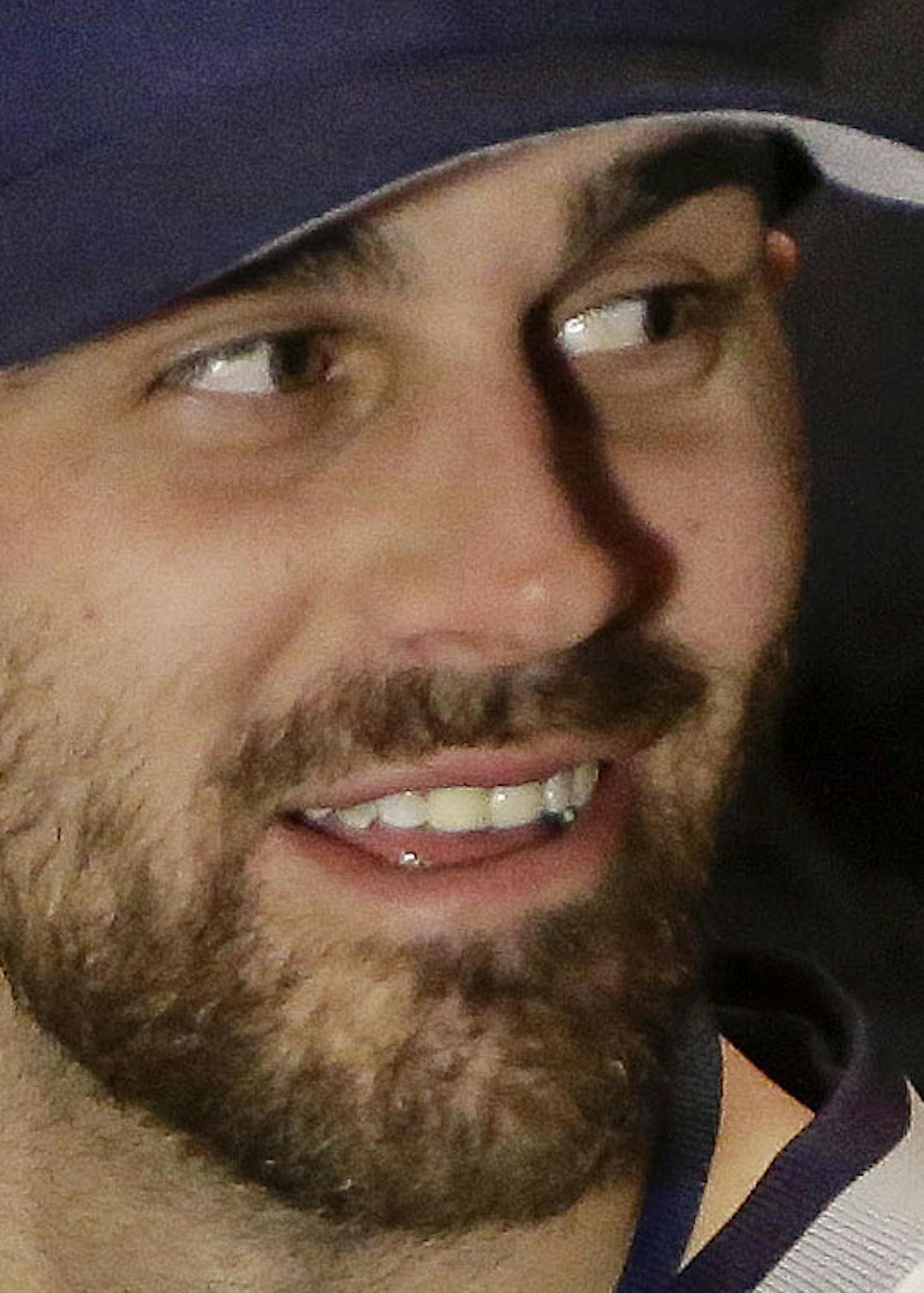 New England Patriots kicker Stephen Gostkowski answers questions during a news conference Thursday, Jan. 29, 2015, in Chandler, Ariz. The Patriots play the Seattle Seahawks in NFL football Super Bowl XLIX Sunday, Feb. 1. (AP Photo/Mark Humphrey)