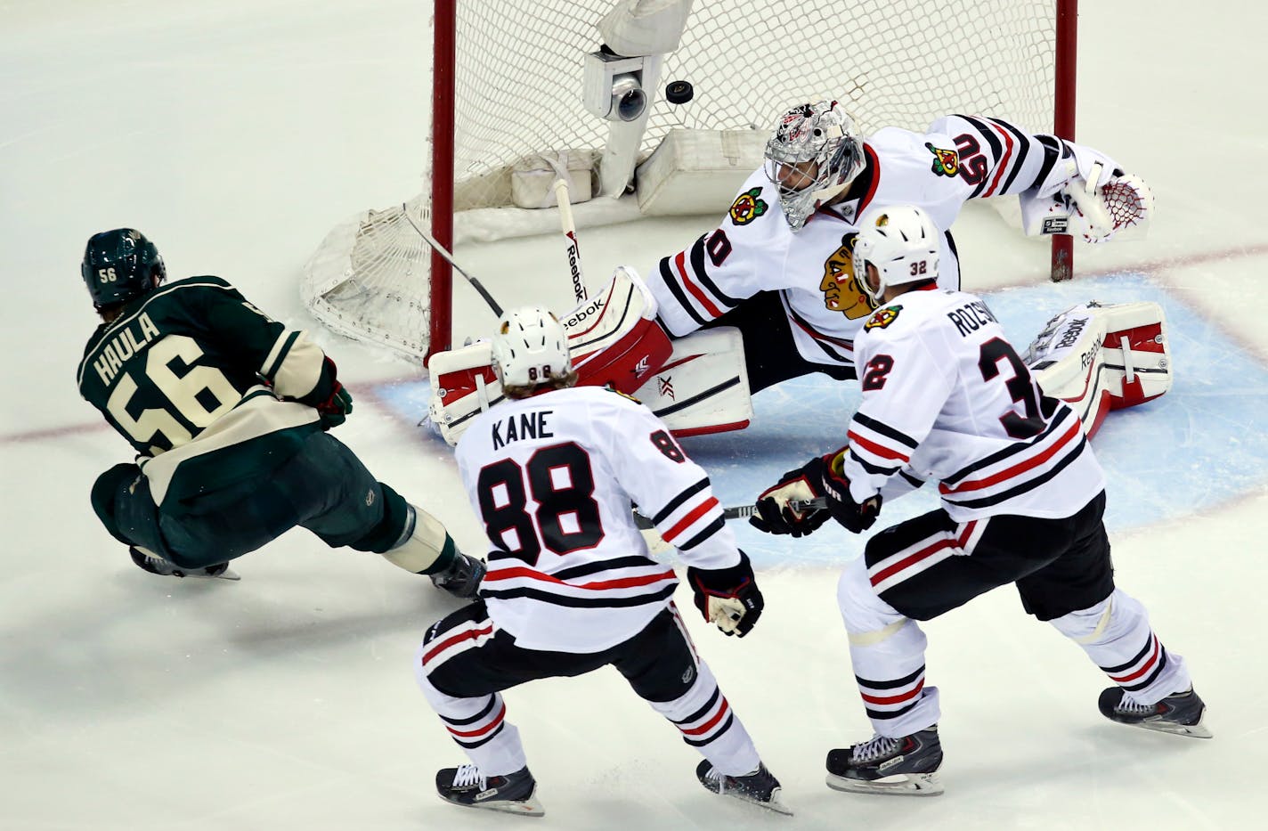 Minnesota Wild left wing Erik Haula (56) scored in the third period Tuesday night at Xcel Energy Center in St. Paul.