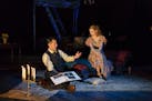 Grayson DeJesus as Jim O'Connor and Carey Cox as Laura Wingfield in "The Glass Menagerie" at the Guthrie Theater.