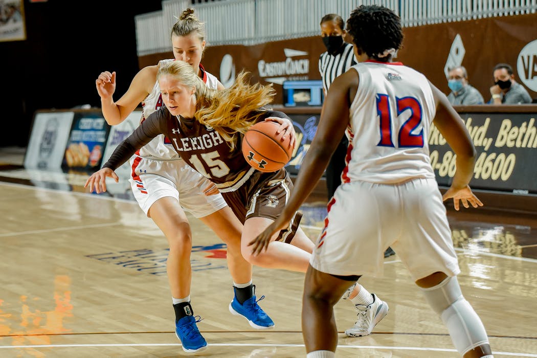 Mackenzie Kramer of St. Michael, Minn. (shown here in 2021) is leading Lehigh in scoring this season with 15.1 points per game.