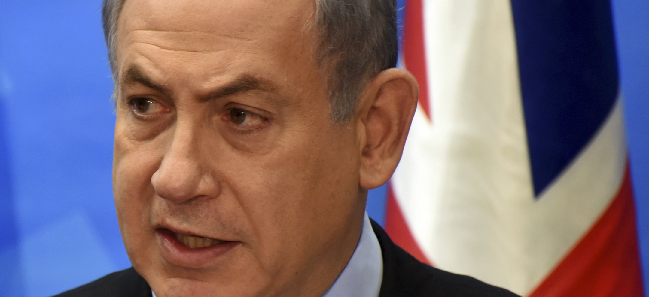 Israeli Prime Minister Benjamin Netanyahu holds a joint press conference with visiting British Foreign Secretary Philip Hammond in his office in Jerusalem on Thursday, July 16, 2015. Netanyahu and Hammond sparred publicly Thursday over the international nuclear deal with Iran, veering off prepared comments to exchange sharply different positions toward the agreement. (Debbie Hill, Pool Photo via AP)