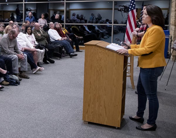 U.S. Rep. Angie Craig listened to a question during a Town Hall at the Eagan Community Center. ] CARLOS GONZALEZ • cgonzalez@startribune.com – Eag