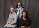 Cary Sommer, Maggie Akhavan and Kimberly Caprini volunteered to come to the Star Tribune photo studio to learn tips for relaxing in photos. A confiden