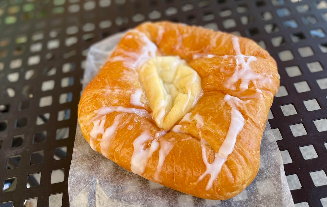 A tasty morning treat filled with lush and sweet cream cheese.