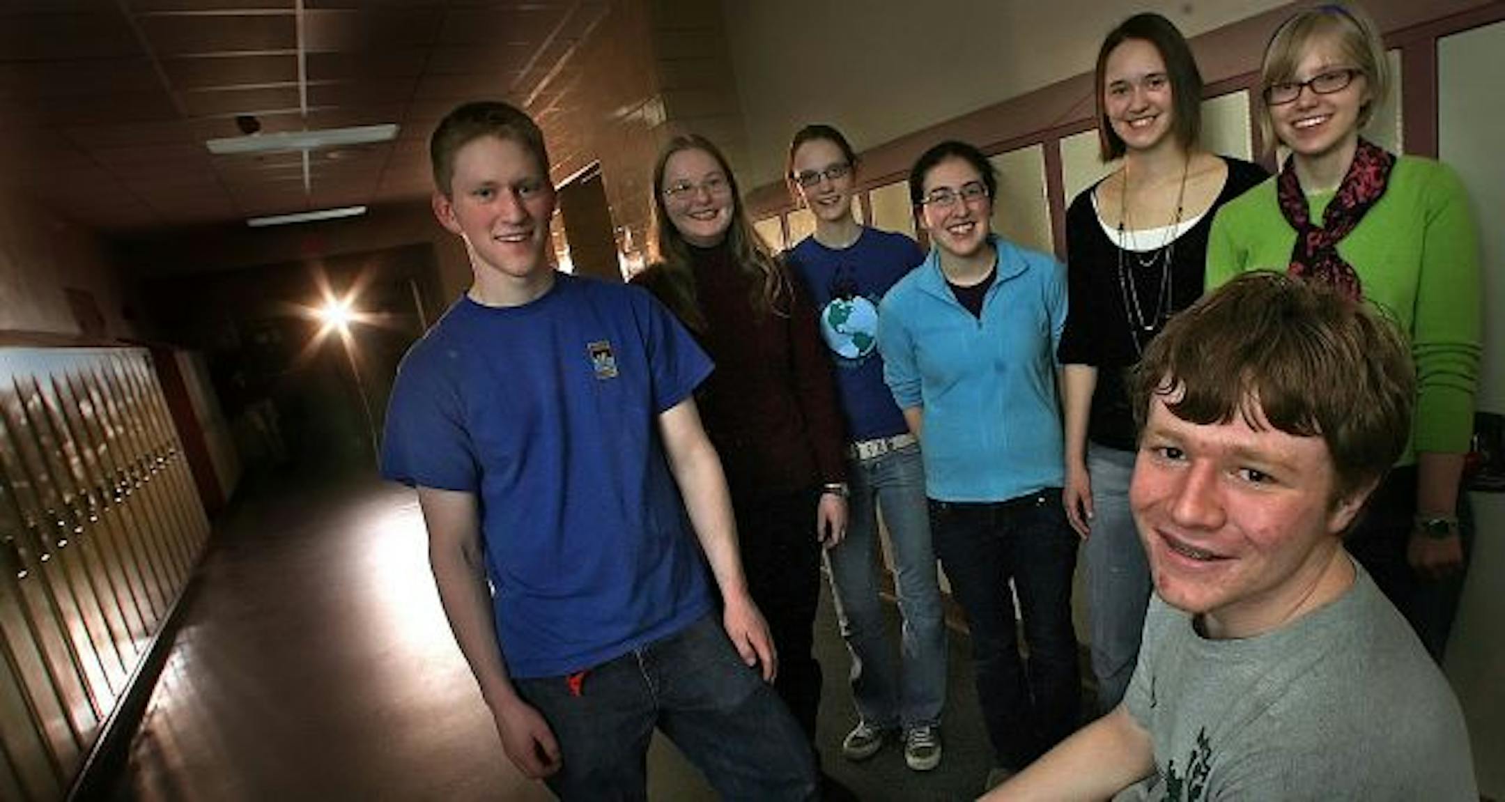 JIM GEHRZ � jgehrz@startribune.comMinneapolis/March 5, 2009/12:30PMMinneapolis Southwest High School's math team is ranked among the top 20 teams in the state. Team members include (l to r): Hayden Richards; Kirsten Wiard-Bauer; Amelia Nybakke; Rose Milavitz; Ashley Bielinski; Christina Nelson and Nate Pasmanter.