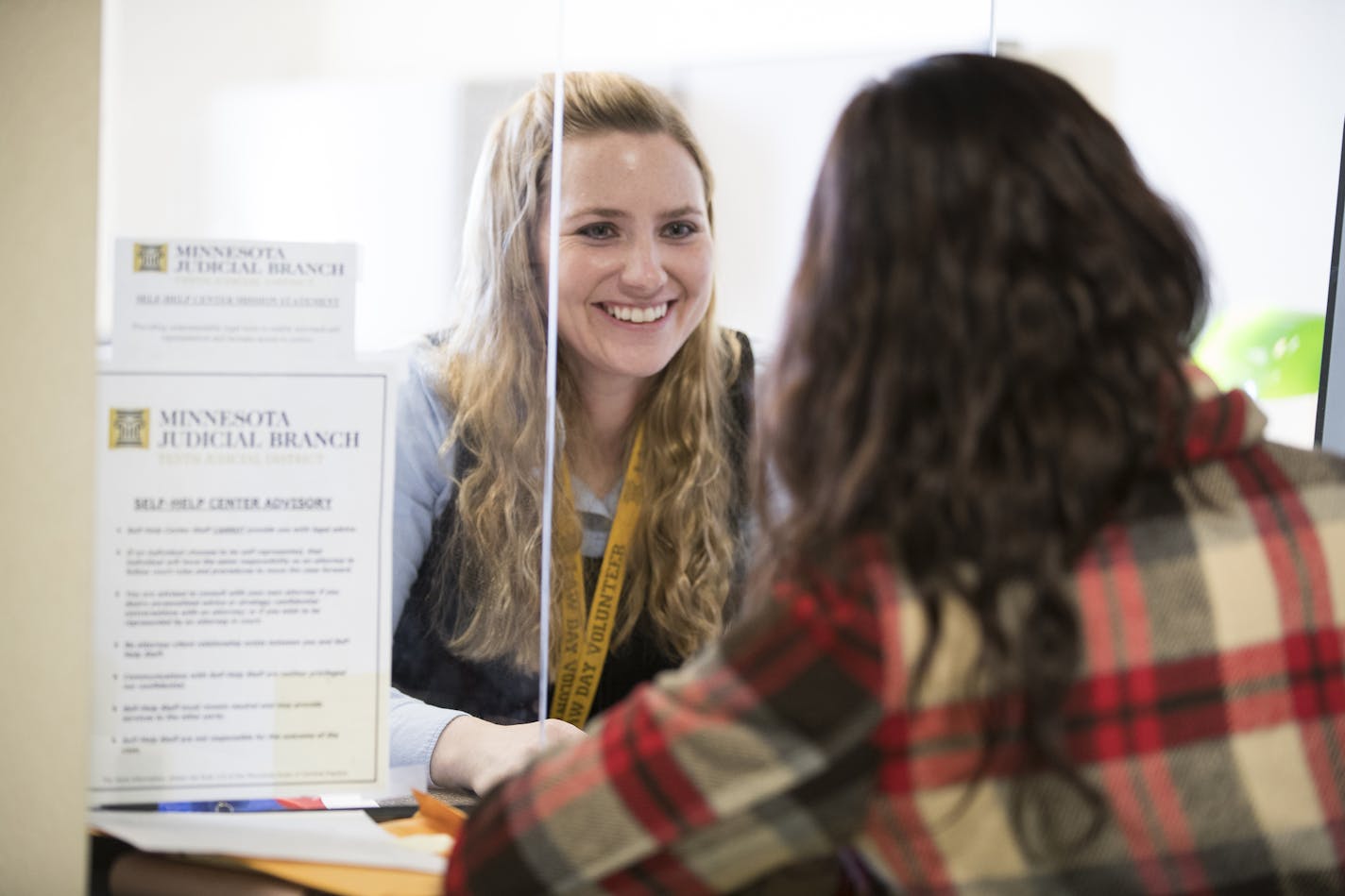 Self Help Center attorney Molly Buckrey helps someone with questions at the Legal Self-Help Center. ] LEILA NAVIDI &#xef; leila.navidi@startribune.com BACKGROUND INFORMATION: The Legal Self-Help Center located at the Anoka County Courthouse in Anoka on Tuesday, March 28, 2017. A look at a new but growing legal self-help center program in the tenth judicial district. While other counties run similar centers, officials from the tenth judicial district say theirs is now the most comprehensive progr