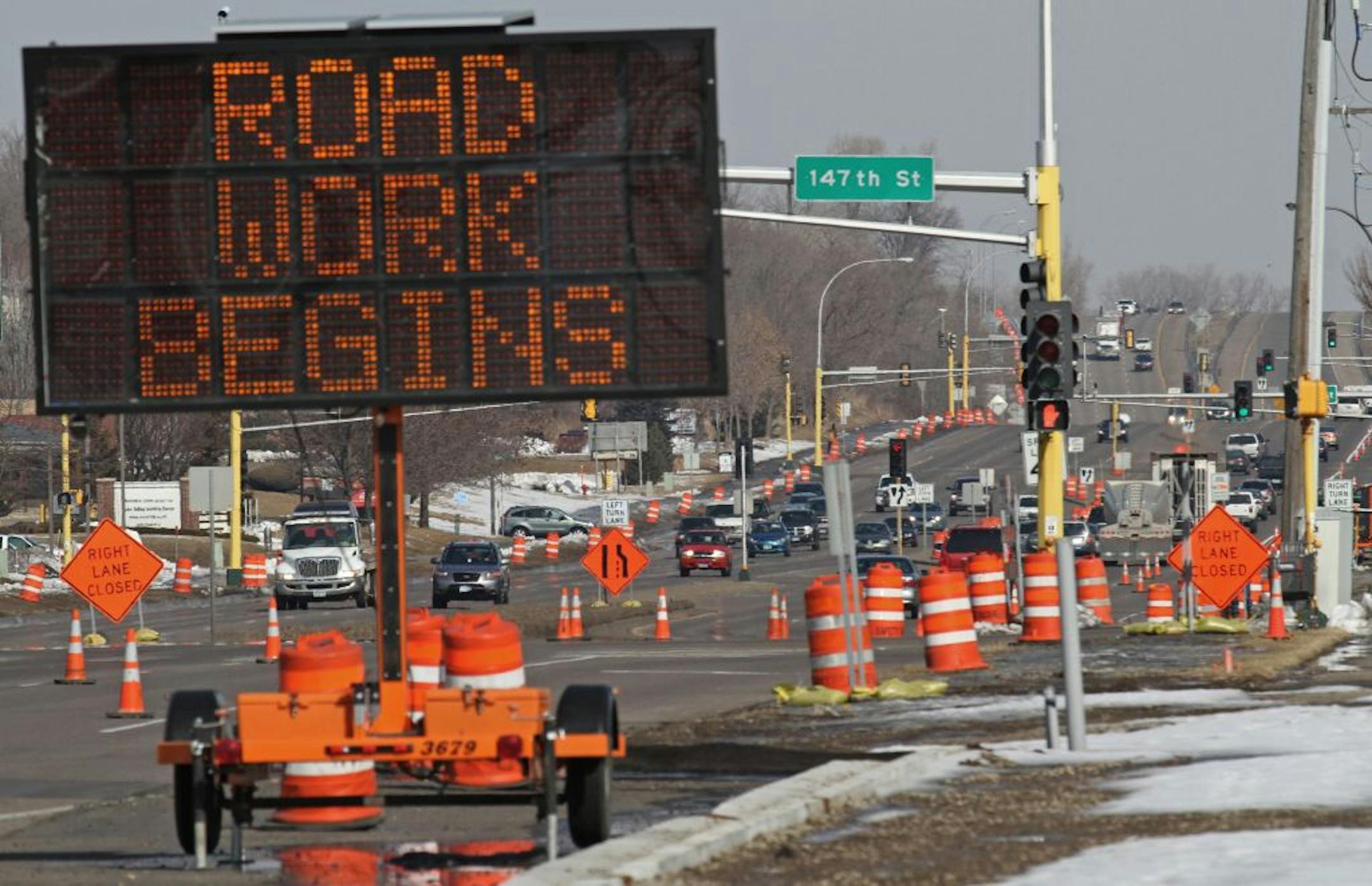 Work crews began closing off lanes on northbound Cedar Ave in Apple Valley as part of the construction season that started March 6th.