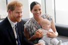 Prince Harry, Duke of Sussex, Meghan, Duchess of Sussex and their baby son Archie Mountbatten-Windsor meet Archbishop Desmond Tutu and his daughter Th