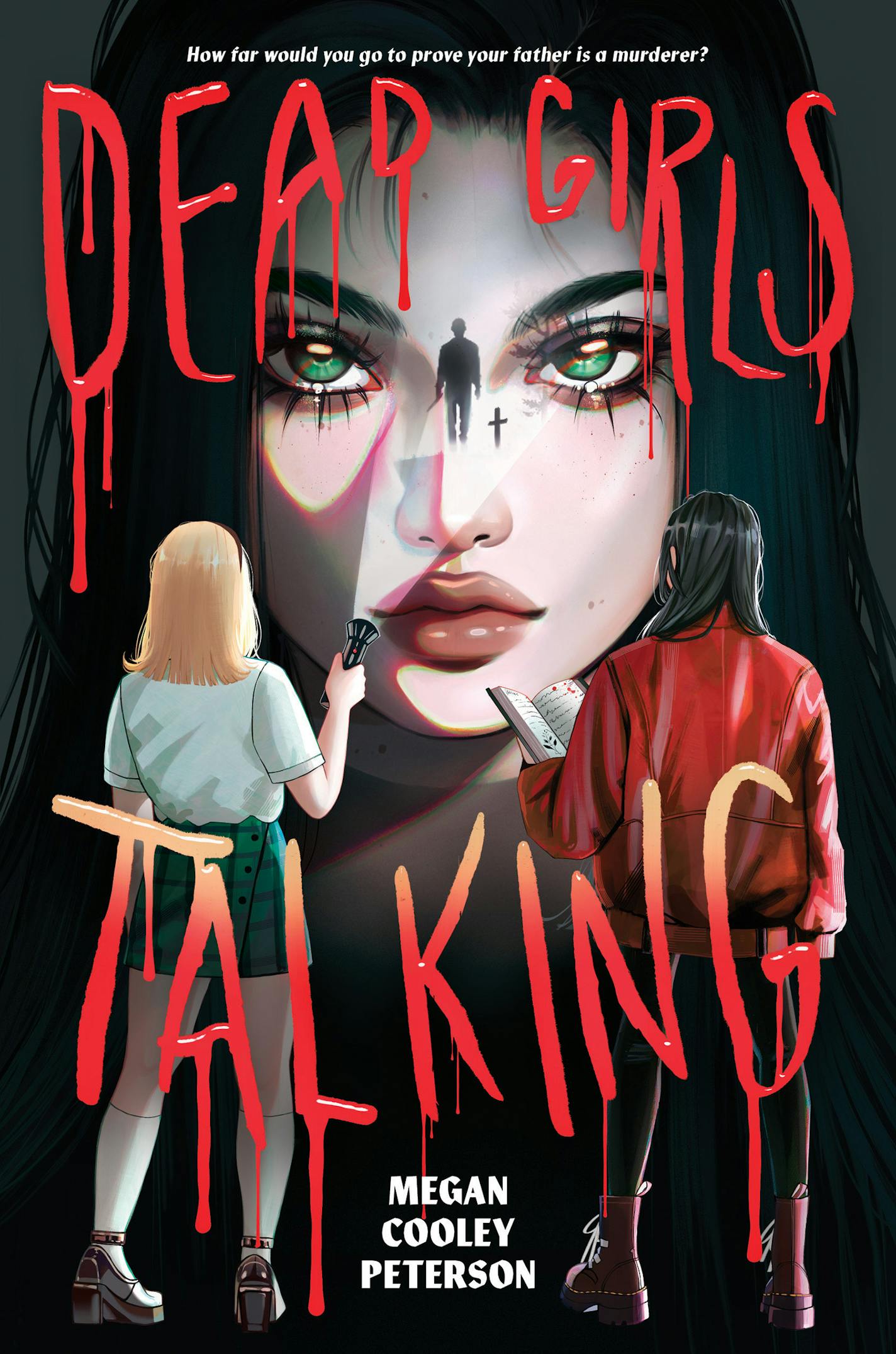 illustration on cover of Dead Girls Talking depicts two girls shining a flashlight on another girl's face