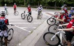 The Shakopee High School mountain bike team gathered before a ride at the Bloomington Ferry Unit trail recently.