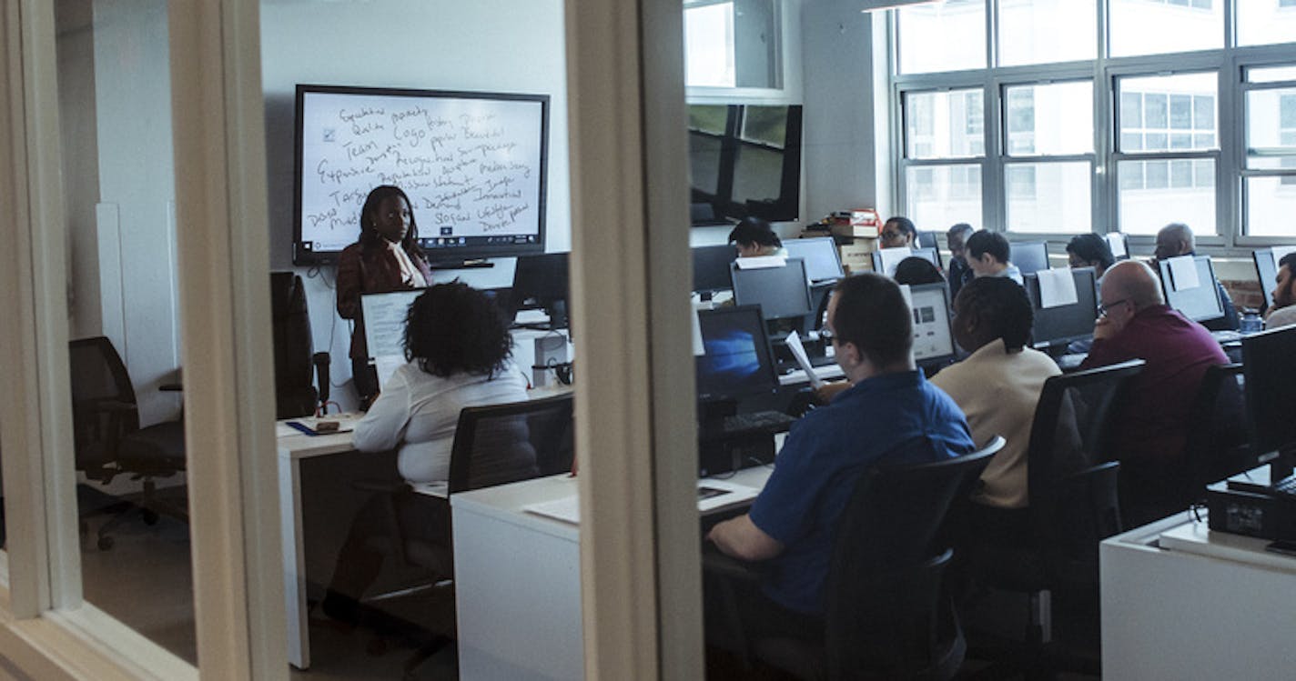 FILE &#x2014; A web development coding class at Per Scholas, a nonprofit training organization, in New York, May 25, 2018. The great hope for people without a bachelor&#x2019;s degree hasn&#x2019;t yet spread beyond small-scale success stories. (Ryan Christopher Jones/The New York Times)