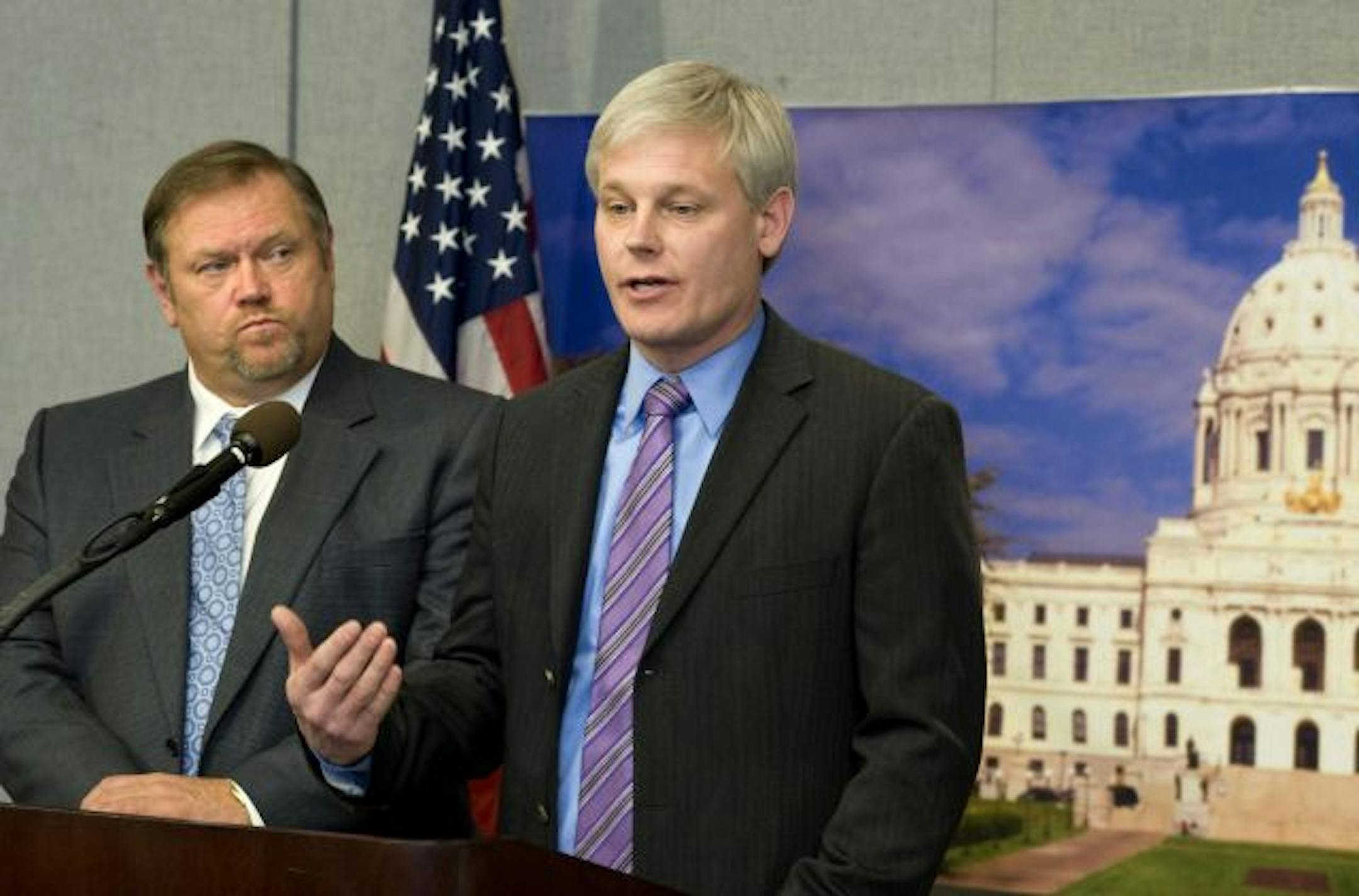 Senate Majority Leader-elect Tom Bakk and House Speaker-designate Paul Thissen.