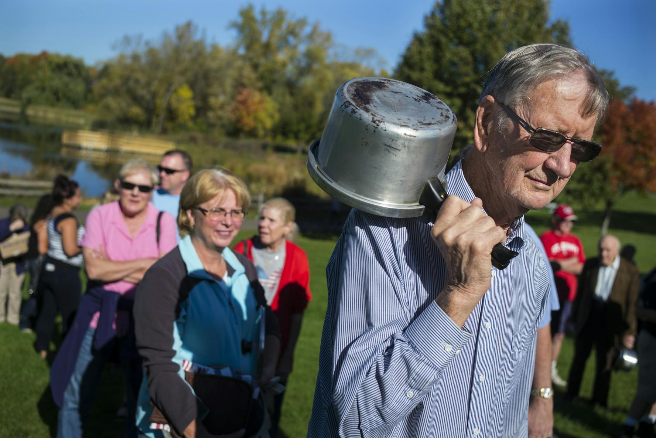 At Casey Lake Park in North St. Paul where the fire department held its annual booya fundraiser, Merle Eastman brought his pot to fill with the savory stew."You would not get a crowd this big if it wasn't that good."