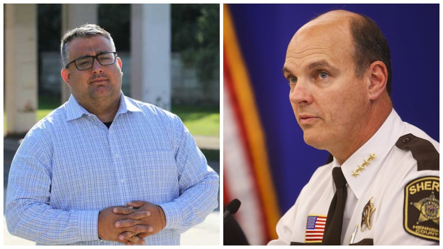 The race for Hennepin County sheriff pit challenger Dave Hutchinson, left, against incumbent Rich Stanek.