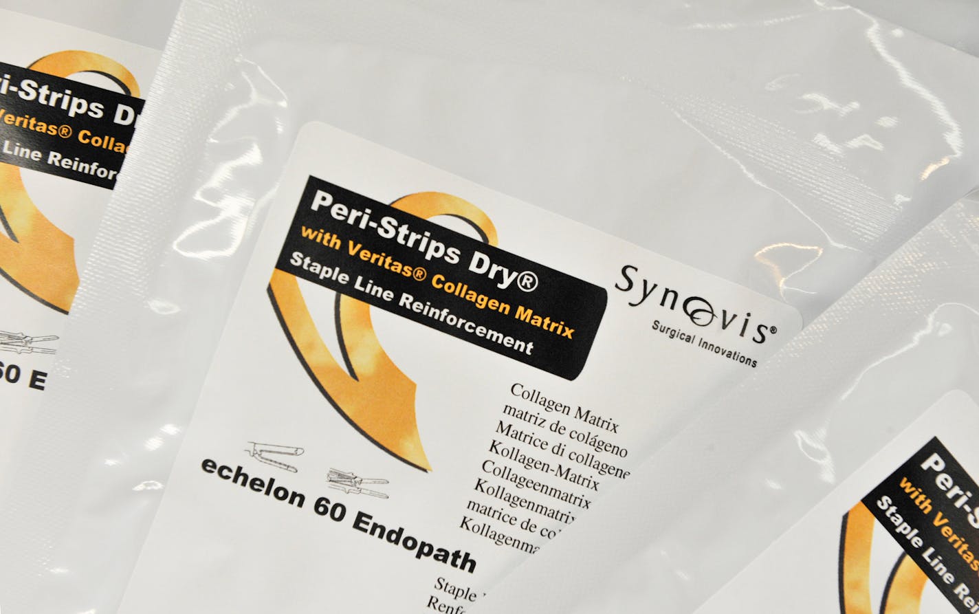 Packaged Synovis Peri-Strips.