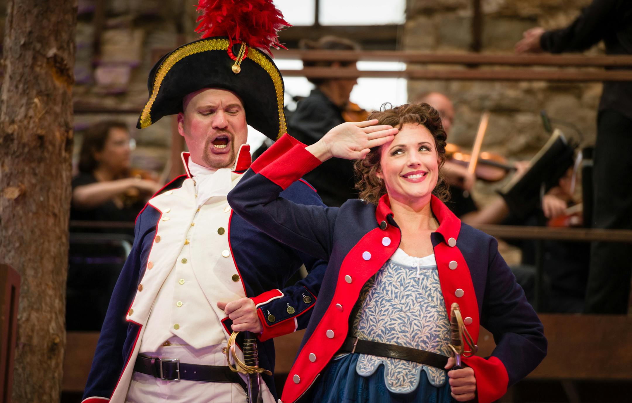 Nathan Stark as Sergeant Sulpice and Leah Partridge as Marie in "The Daughter of the Regiment." Photo by Rich Ryan.
