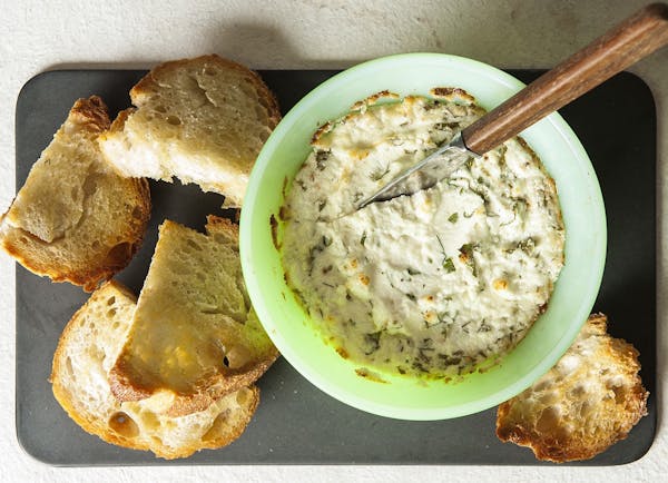 Baked Fresh Cheese with Lemon and Herbs.
