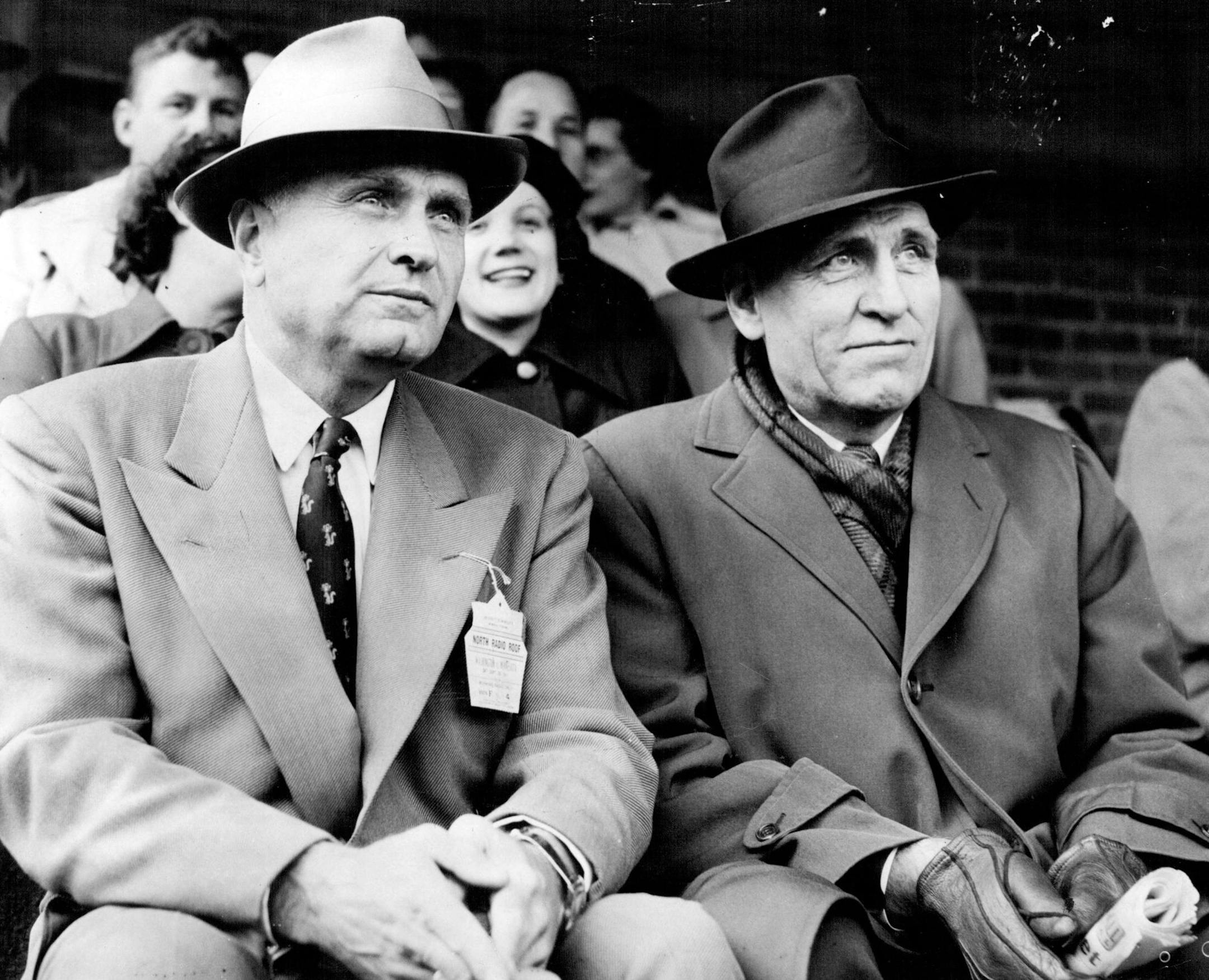 October 1, 1951 Bernie Bierman, Left, And Dr. George Hauser Former Gopher coaches take first look from stands Minneapolis Star Tribune