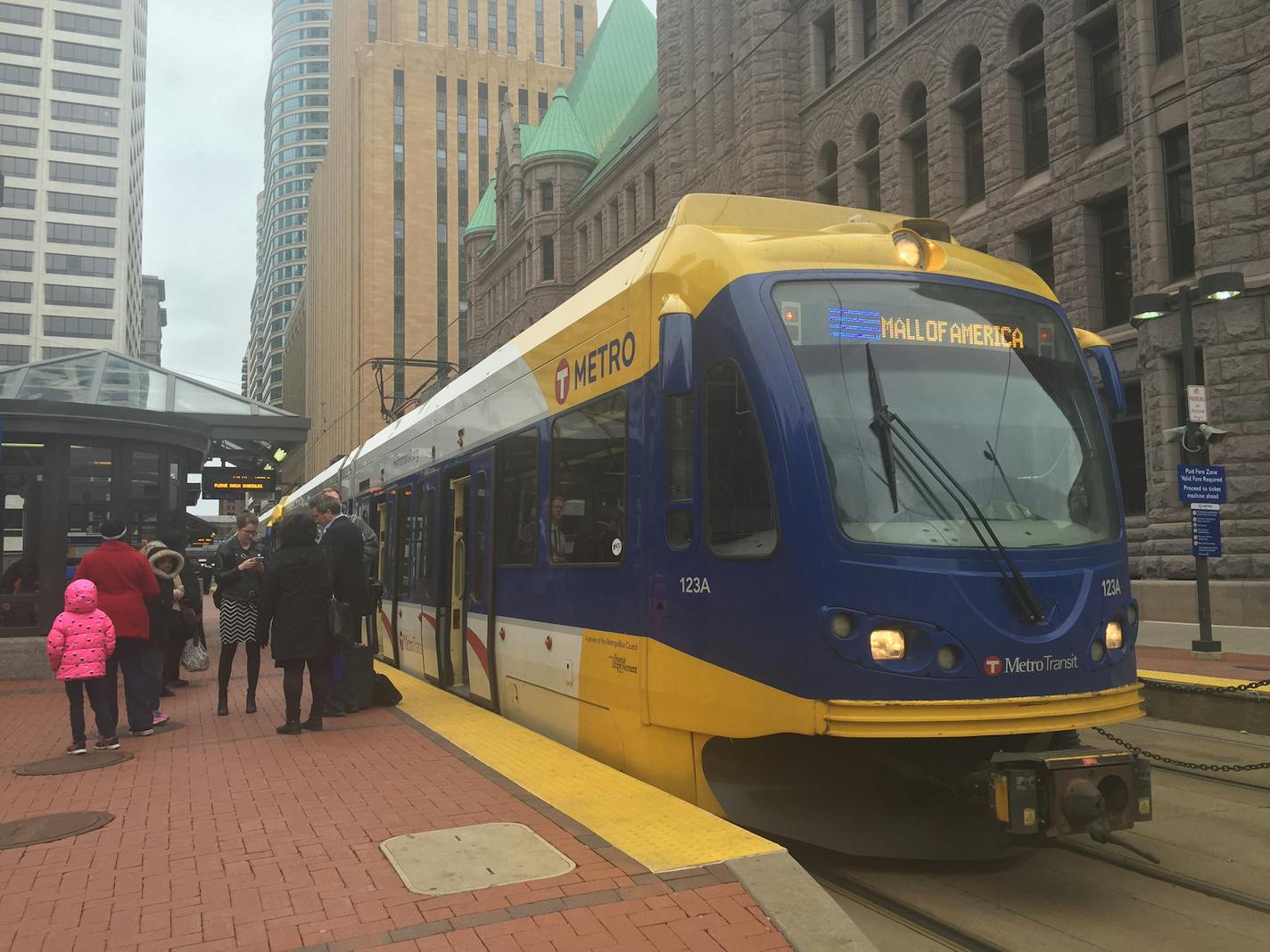 A Blue Line train say at the Government Center station in downtown Minneapolis on Tuesday afternoon.