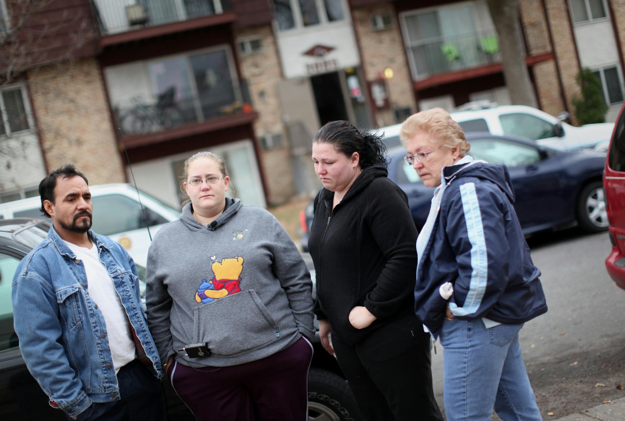 From left, relatives of Francisco Hernandez: His father, Francisco Hernandez; stepmother, Nicole Corrigan ; his aunt, Michelle Cook; and Cook's mother, Pam Carrigan .
