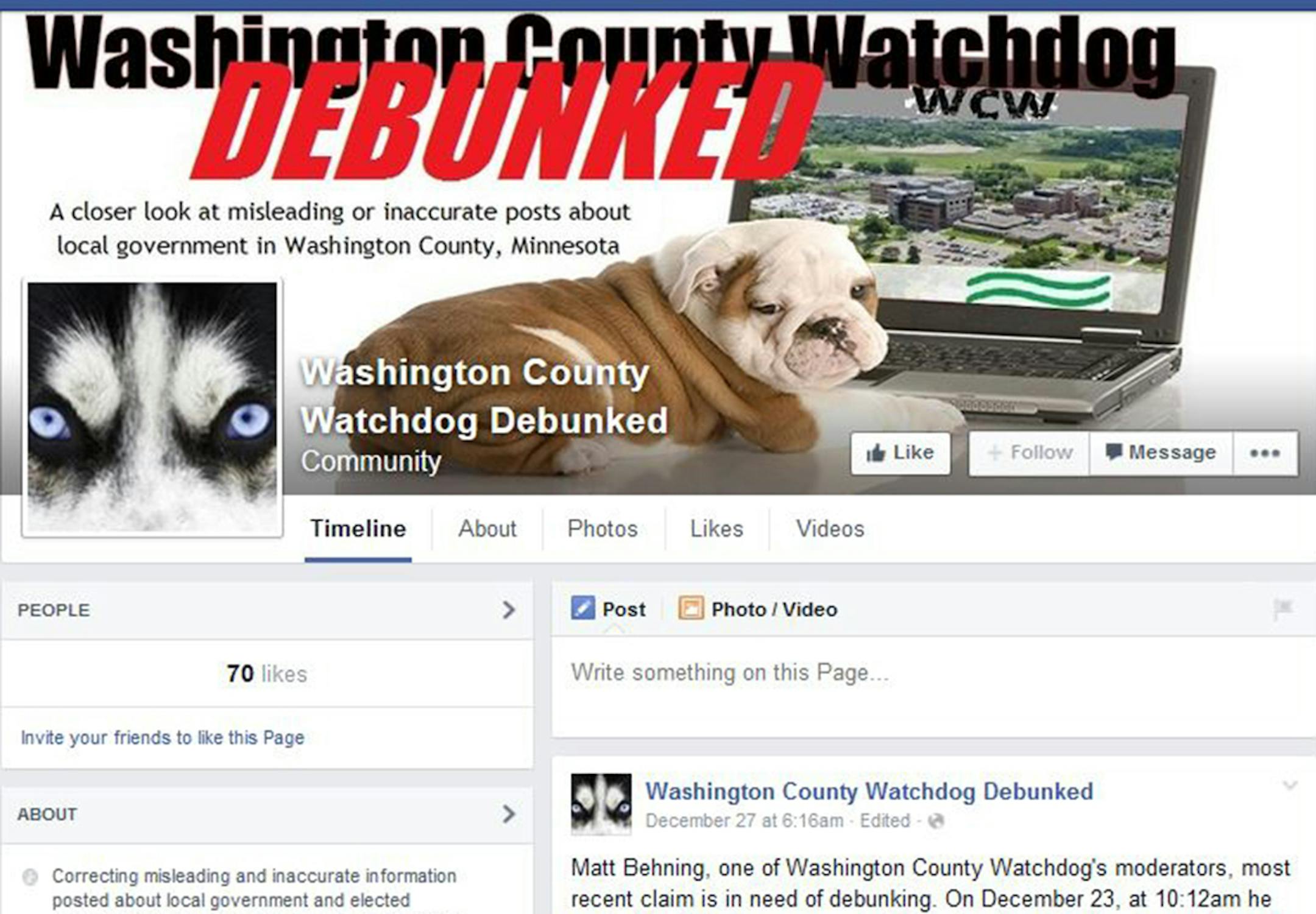 Washington County Watchdog Debunked, Facebook page