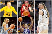 Five Minnesotans to watch in the upcoming NCAA tournament (clockwise from top left): Marquette's Liza Karlen, Indiana's Sara Scalia, Connecticut's Pai