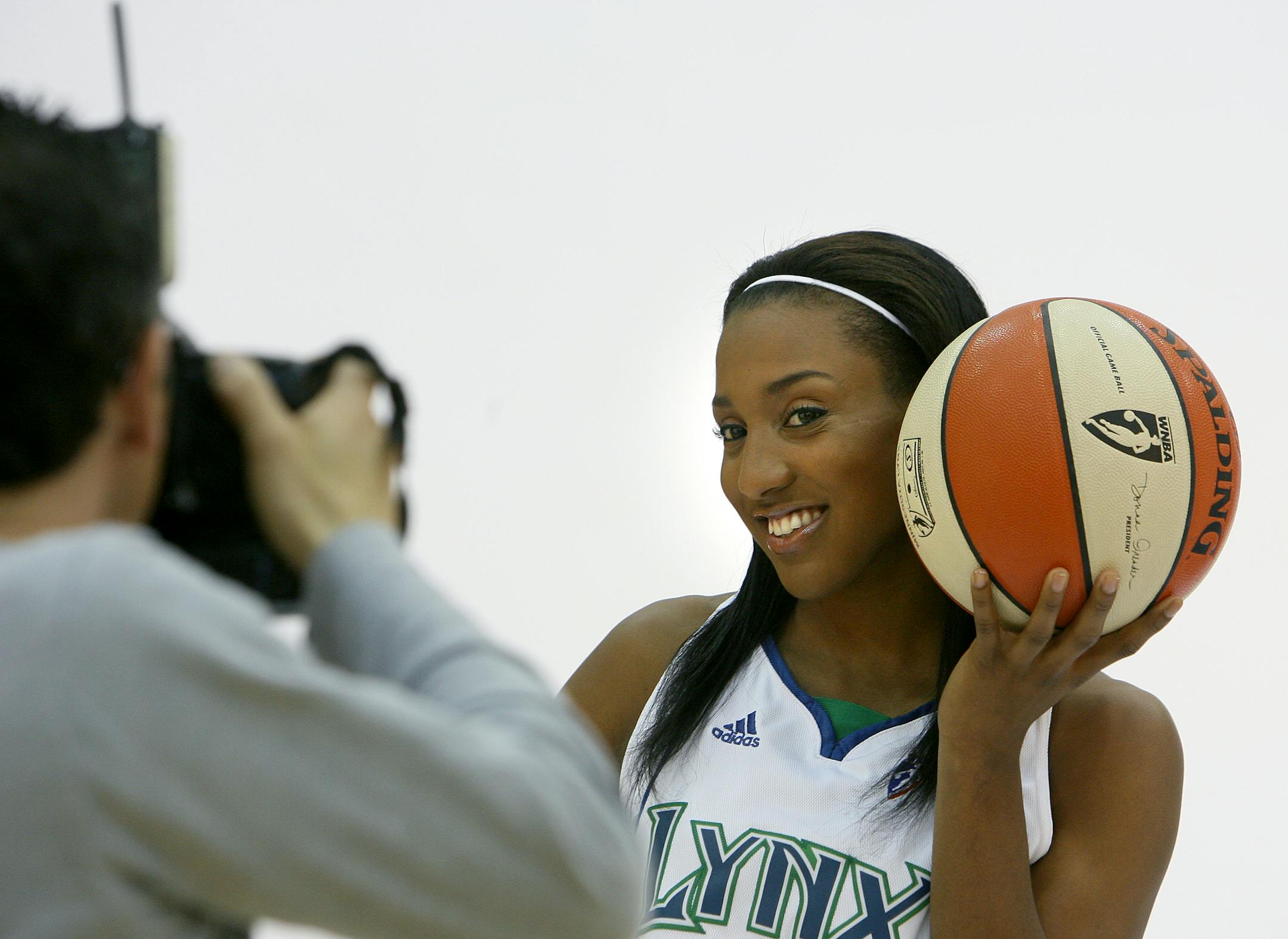 Minnesota Lynx Candice Wiggins struck a pose for photos during the 2008 Media Day event at the Target Center.