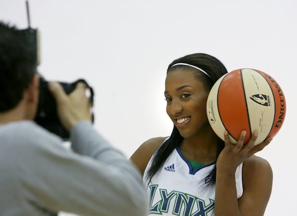 Minnesota Lynx Candice Wiggins struck a pose for photos during the 2008 Media Day event at the Target Center.