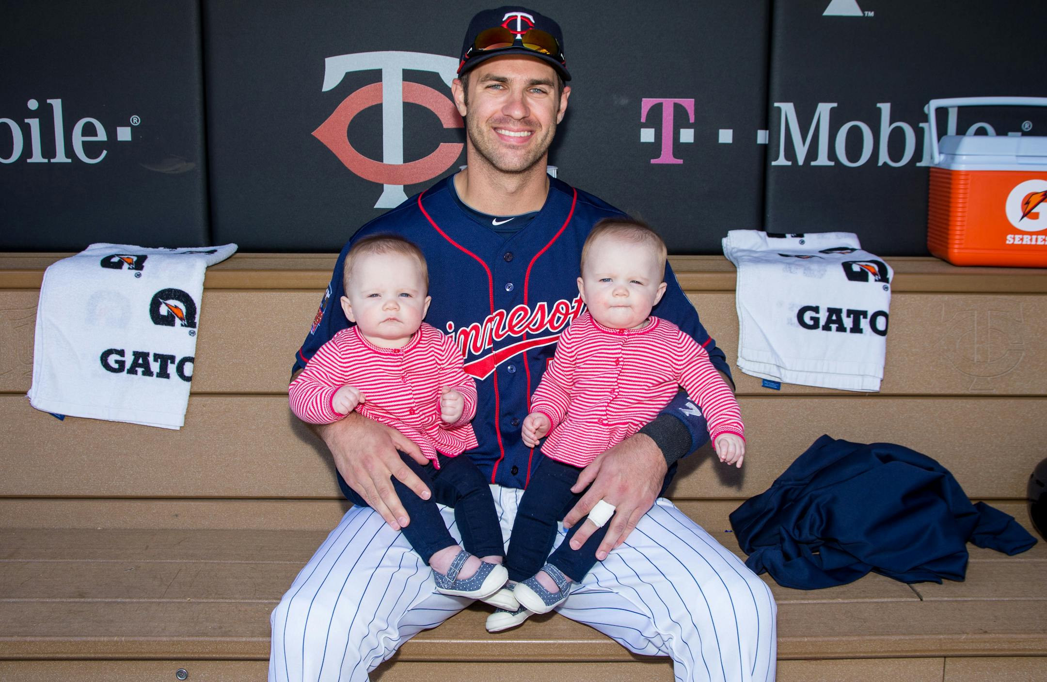 Joe Mauer and his daughters.