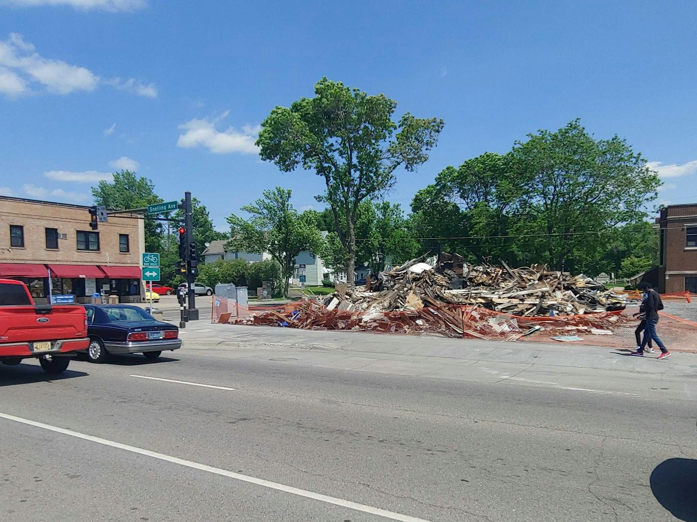 Lloyd's Pharmacy on Snelling Avenue in St. Paul burned down early Friday. It is one of about 15 pharmacies across the metro that were destroyed or looted in the chaos that accompanied protests over the police slaying of George Floyd.