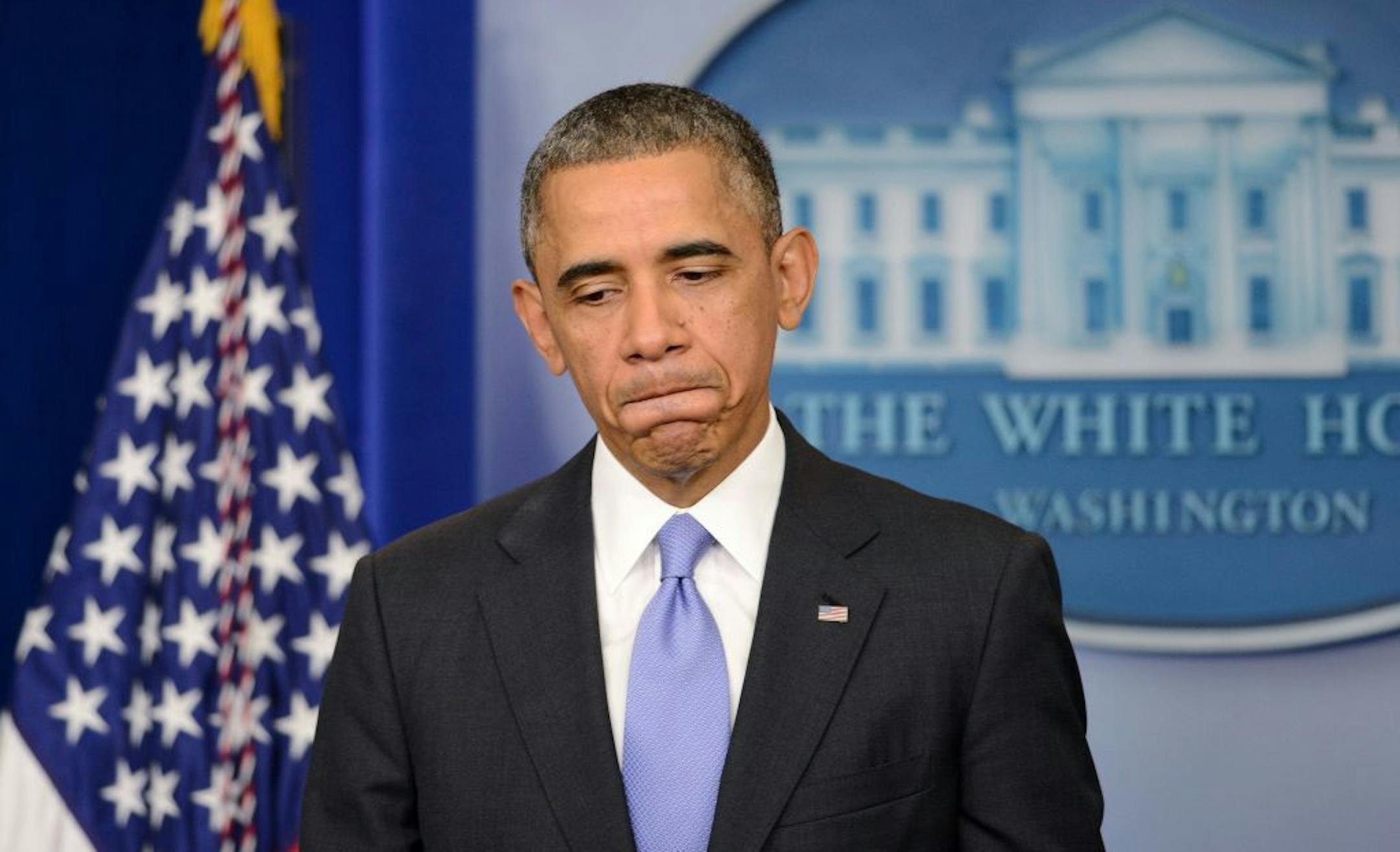 President Barack Obama delivers a statement on the Affordable Care Act in the Brady Press Briefing Room of the White House, Nov. 14, 2013 in Washington, DC.