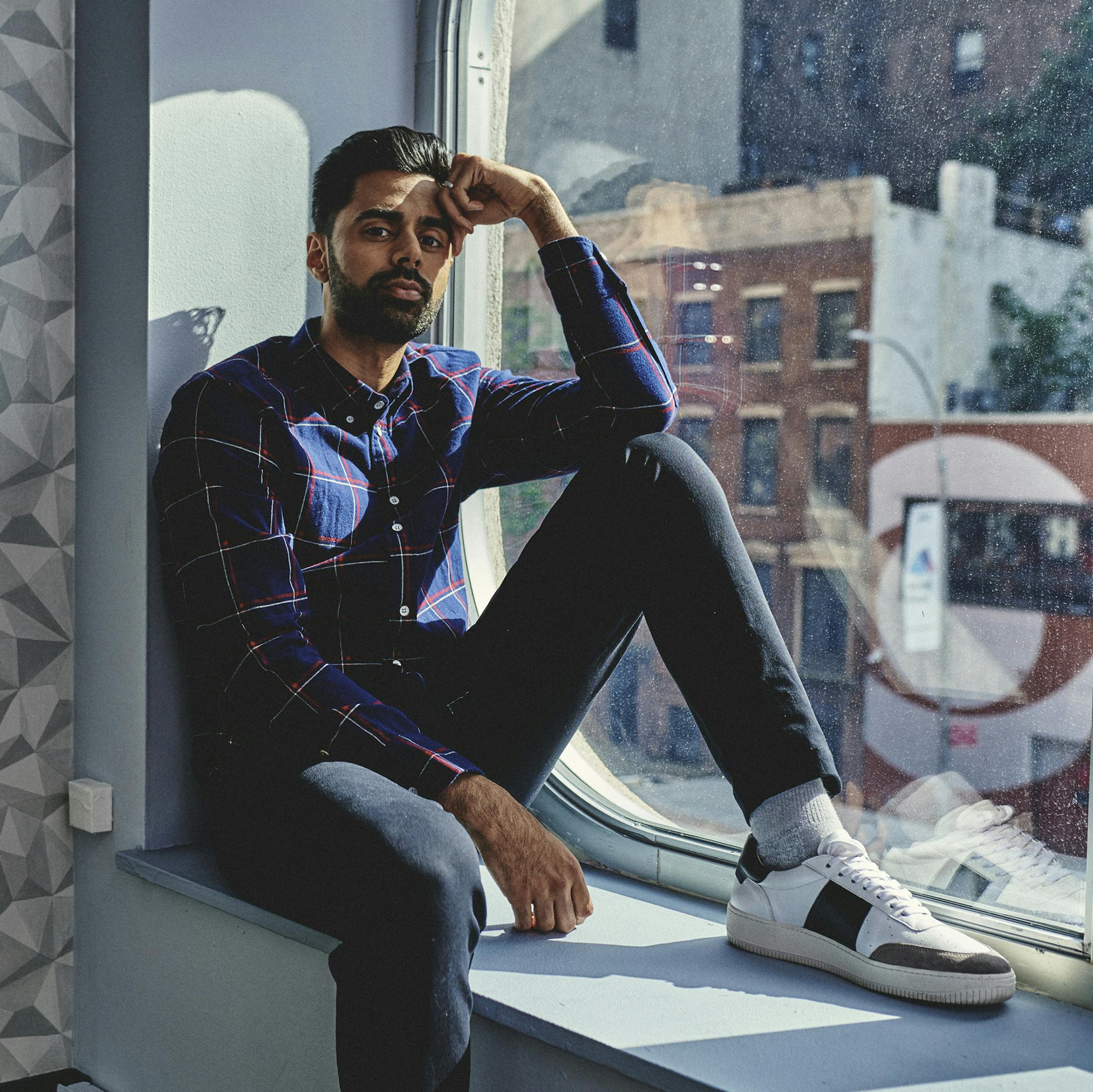 Comedian Hasan Minhaj at the offices of "Patriot Act," his new weekly satirical news show that debuts on Oct. 28, 2018, on Netflix, in New York, Sept. 27, 2018. With ìPatriot Act,î the former ìDaily Showî correspondent plans to cover news most late-night hosts ignore, and looks to defy Netflixís spotty talk show track record. (Bryan Derballa/The New York Times)
