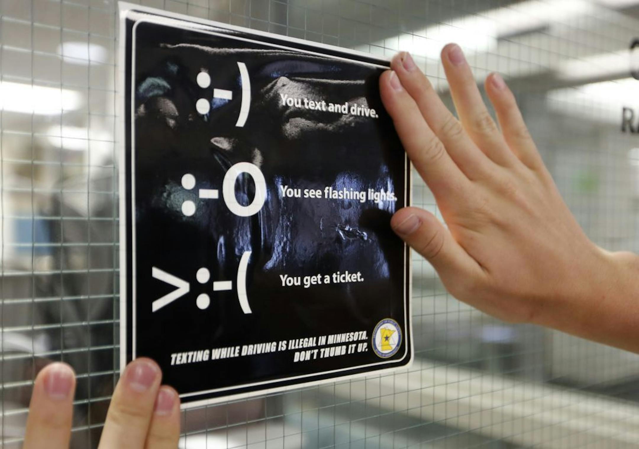 This poster by the state Department of Public Safety was created to warn students of the consequences of texting while driving.