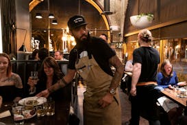 Chef Justin Sutherland during a 2019 "Top Chef" viewing party at his Handsome Hog restaurant in St. Paul.