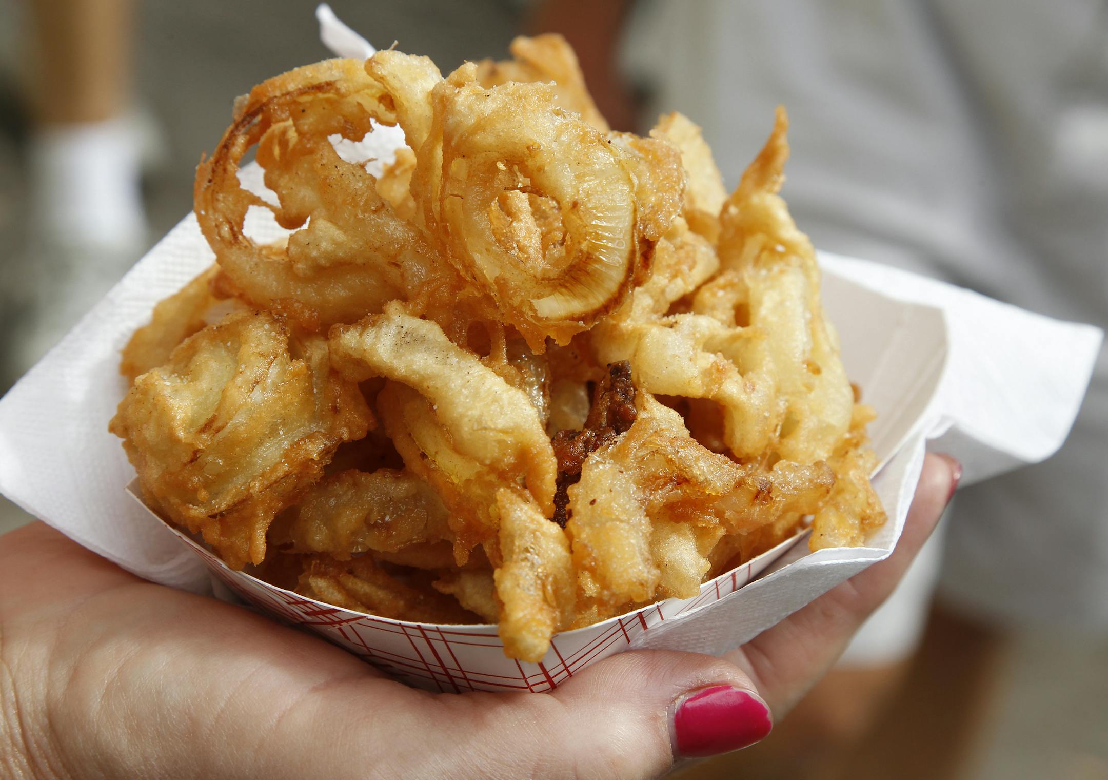 These onion rings can be found at the Minnesota State Fair.