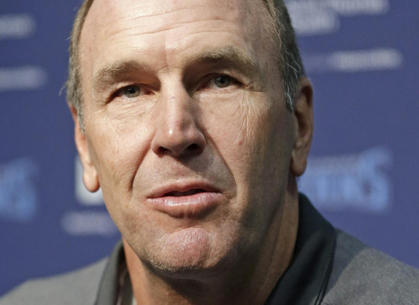 Tennessee Titans assistant head coach/tight ends Mike Mularkey answers questions at a news conference after he was named interim head coach following the firing of head coach Ken Whisenhunt Tuesday, Nov. 3, 2015, in Nashville, Tenn. (AP Photo/Mark Humphrey)