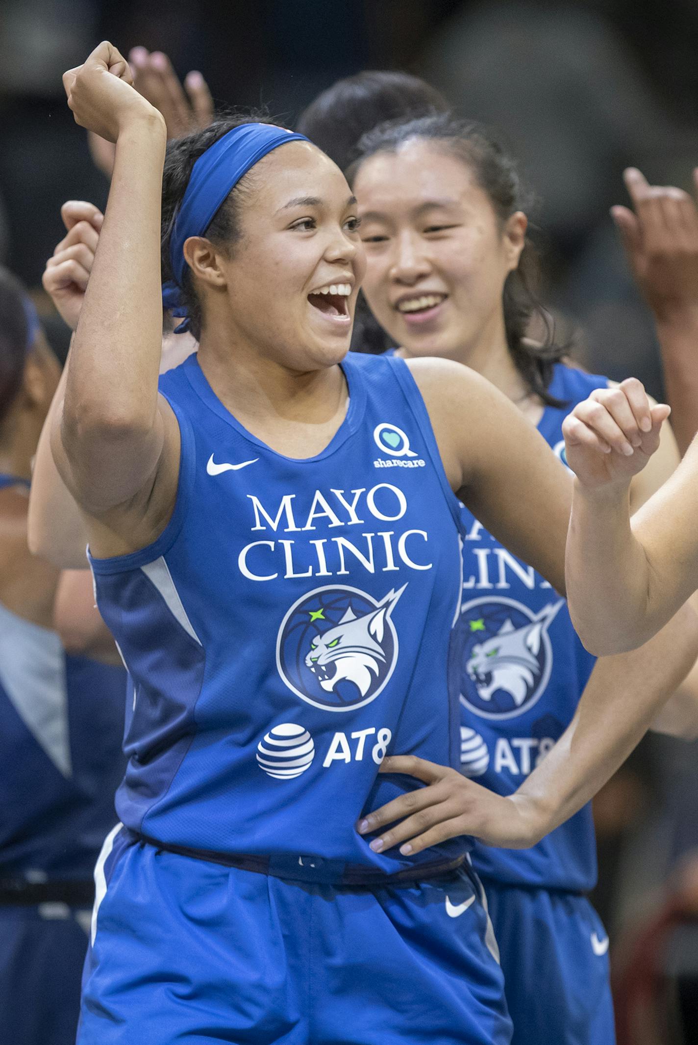 Minnesota Lynx Napheesa Collier celebrated a 89-71 win over the Chicago Sky for their season opener at the Target Center, Saturday, May 25, 2019 in Minneapolis, MN. ] ELIZABETH FLORES &#x2022; liz.flores@startribune.com