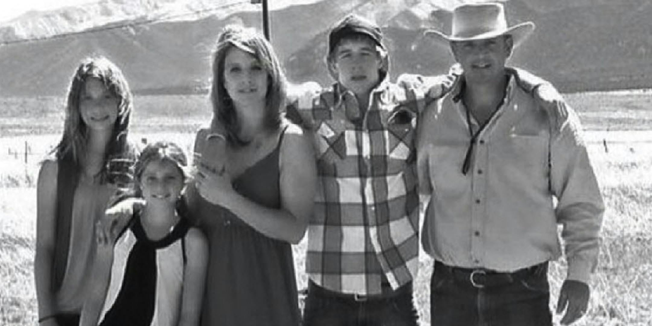 Dawna Johnson, 45, third left, and Dwayne Johnson, 46, right, with their children, from left, Kiowa-Rain Johnson, 18, Gracie Johnson, 13, and Dakota Johnson, in front of Mount Princeton in Colorado.