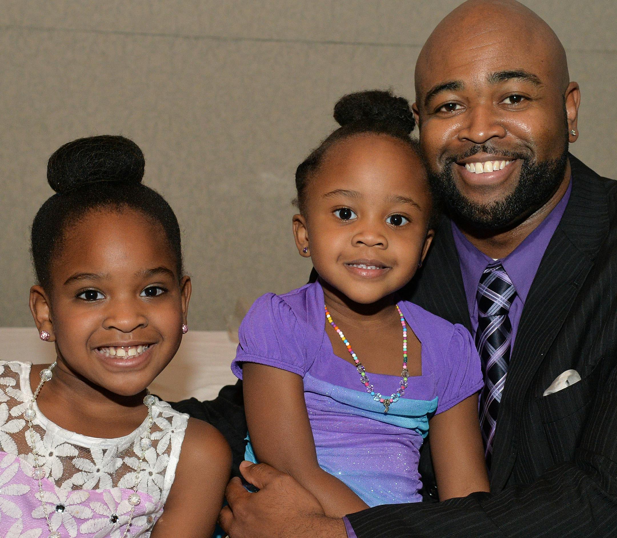 From left, Janae, Jalia and proud papa, Jason Sole. ] (SPECIAL TO THE STAR TRIBUNE/BRE McGEE) **Janae Sole (left), Jalia Sole (center), Jason Sole (right)