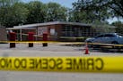 Crime scene tape surrounds Robb Elementary School in Uvalde, Texas, on Wednesday.