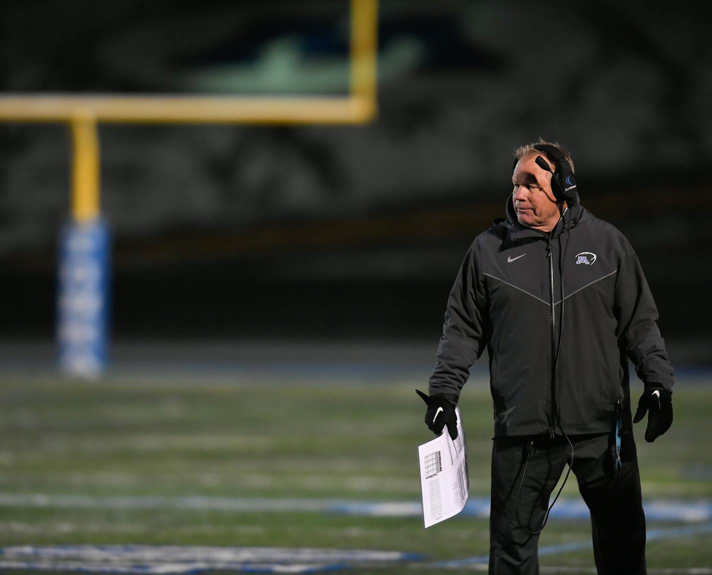 Minnetonka coach Dave Nelson, during a 2017 Class 6A playoff game