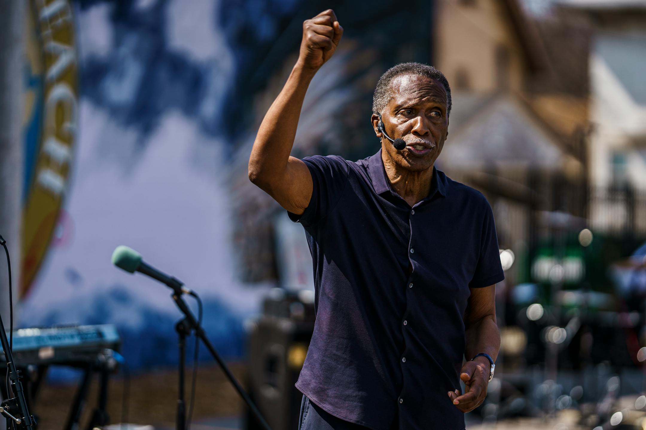 On April 4, 2021, at George Floyd Square, Pastor Curtis Farrar of the Worldwide Outreach For Christ Ministries preached about George Floyd and social justice.