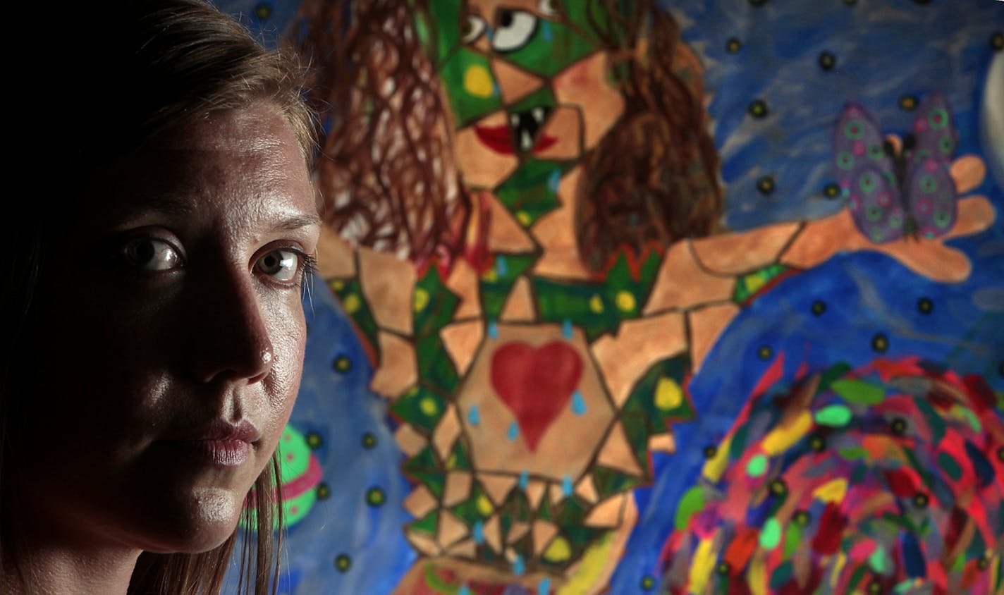 Lindsay (Petterson) Walz survived the 35W bridge collapse and someday hopes to open a center for teens. Among the therapies used during her healing process was painting, where she created a "trauma monster."