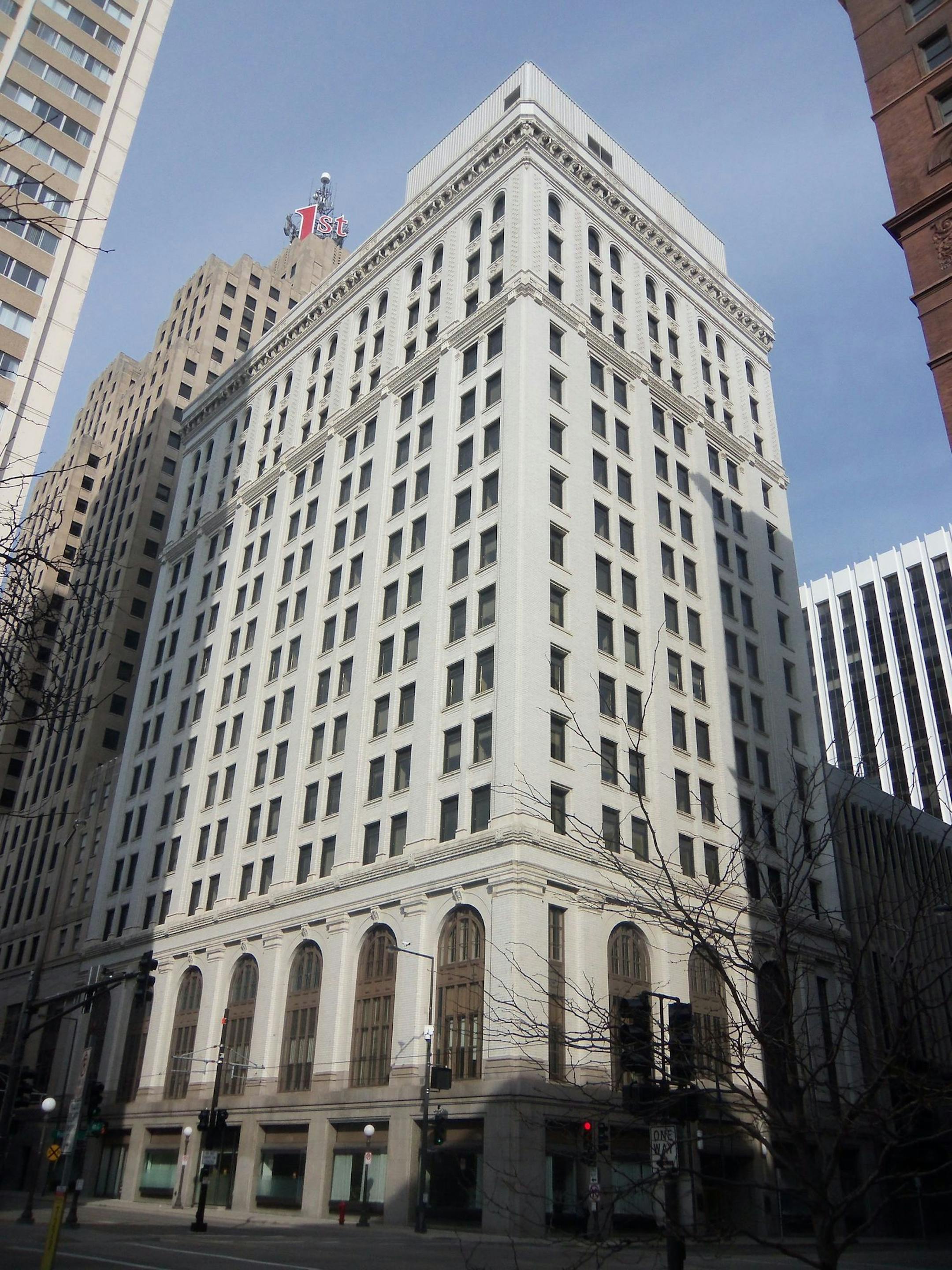The East tower of First National Bank Building will soon be converted into apartments.
Courtesy of Madison Equities