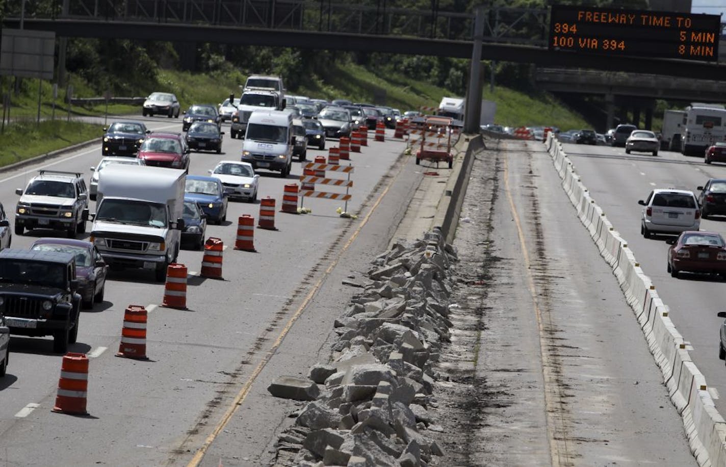 Road construction along I-94.