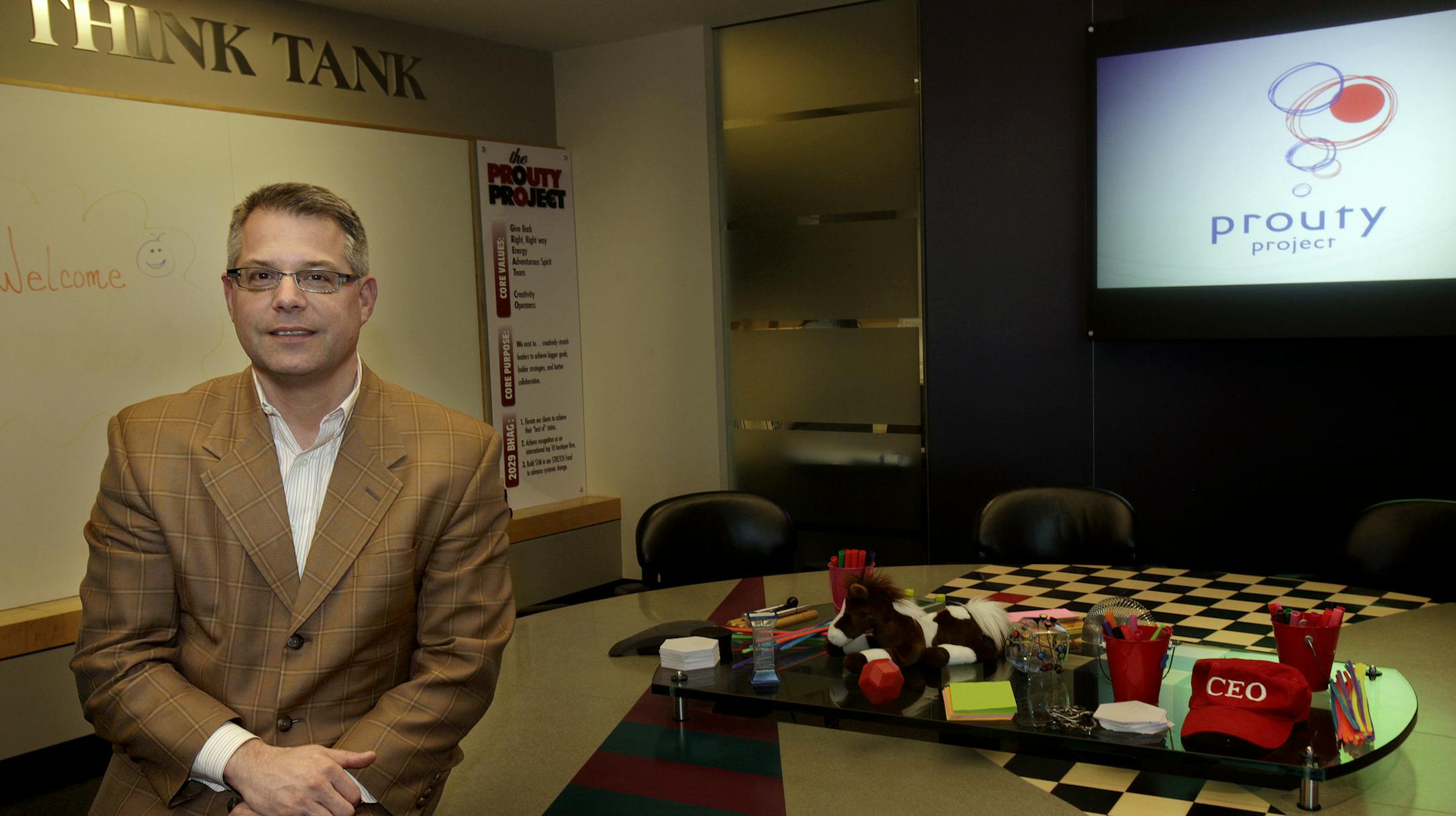 CEO Mike Felmlee of Prouty Project in his Eden Praire, MN office on March 13, 2013. ] JOELKOYAMA‚Ä¢joel koyama@startribune.com Former PricewaterhouseCoopers colleagues Mike Felmlee and Jeff Prouty have joined forces independently at the Prouty Project, a boutique strategic planning and organization development firm that works with small entrepreneurial companies and some of the biggest corporations in the Twin Cities. Their model involves having no set model but using parts of t