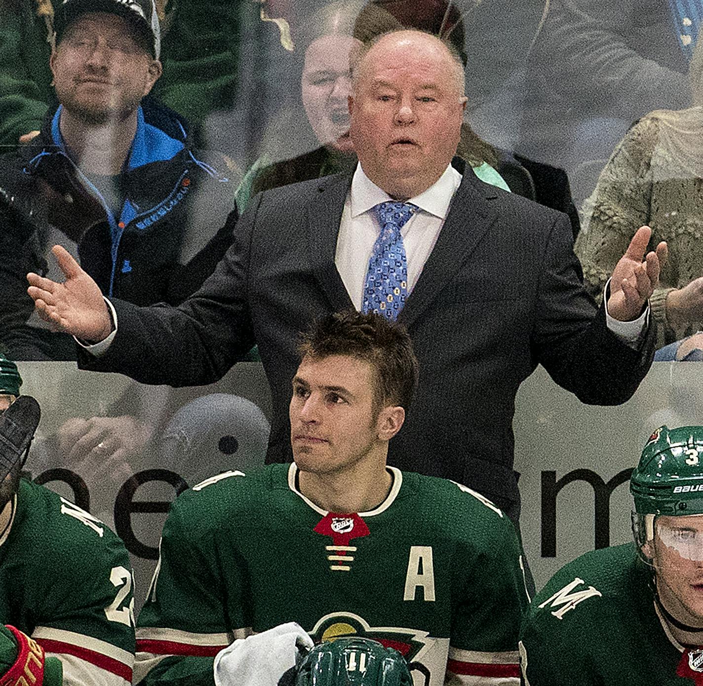 Minnesota Wild head coach Bruce Boudreau. ] CARLOS GONZALEZ &#xef; cgonzalez@startribune.com &#xf1; March 25, 2018, St. Paul, MN, Xcel Energy Center, NHL, Hockey, Minnesota Wild vs. Boston Bruins