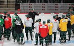 Wild head coach Bruce Boudreau addressed his team during a practice earlier this season.