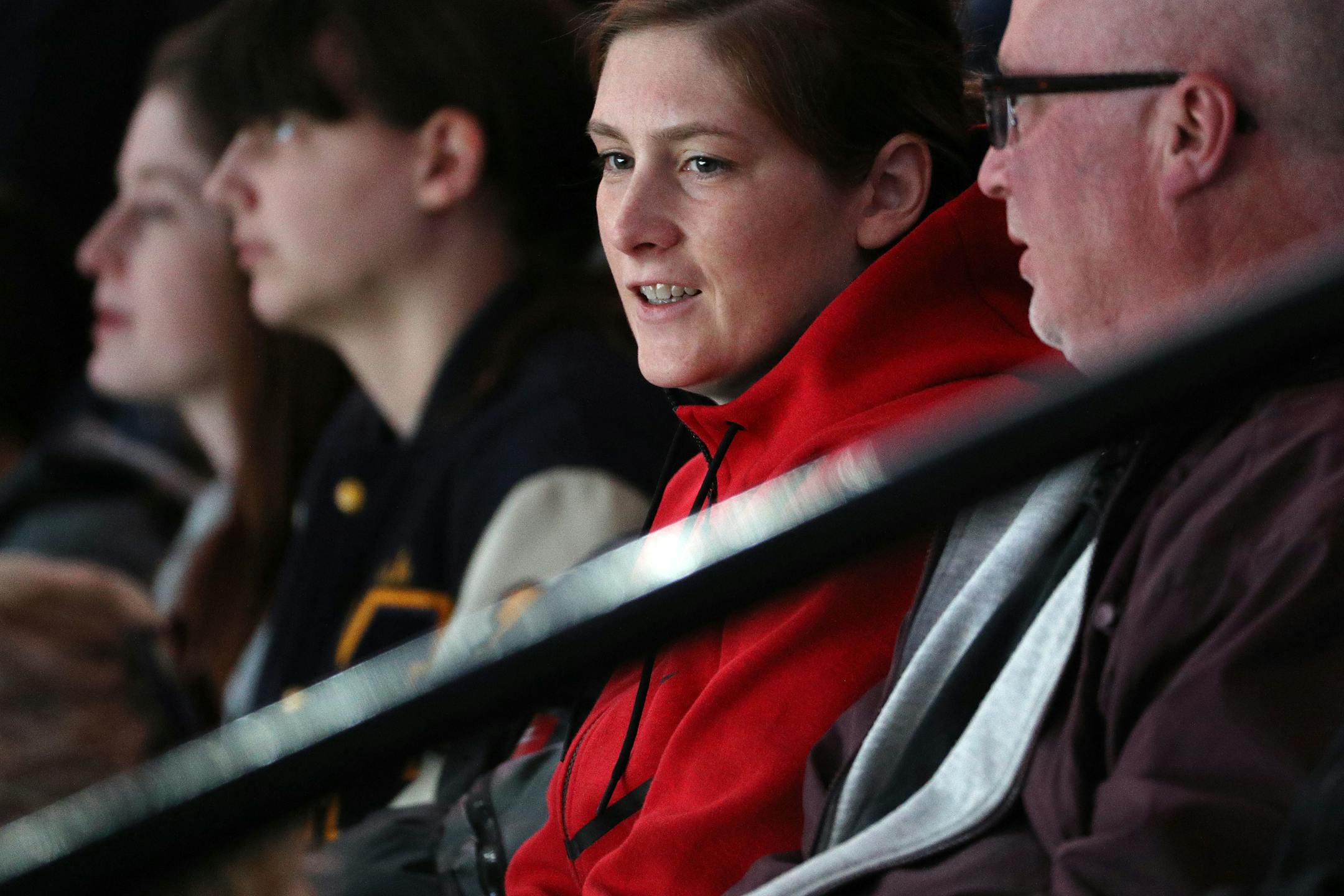 Lynx star Lindsay Whalen and her father, Neil, right, watched Wednesday’s game between Mahtomedi and Northfield. (Anthony Souffle, Star Tribune)