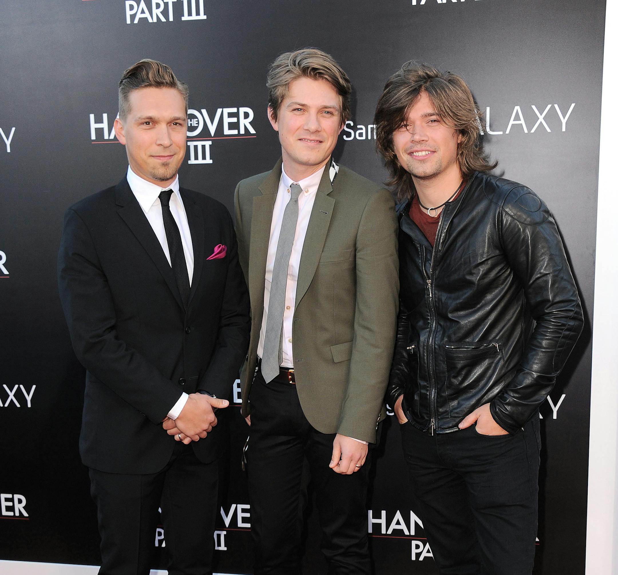 From left, Isaac Hanson, Taylor Hanson, and Zac Hanson arrive at the LA Premiere of "The Hangover: Part III" at the Westwood Village Theatre on Monday, May 20, 2013 in Los Angeles. (Photo by Jordan Strauss/Invision/AP) ORG XMIT: INVW